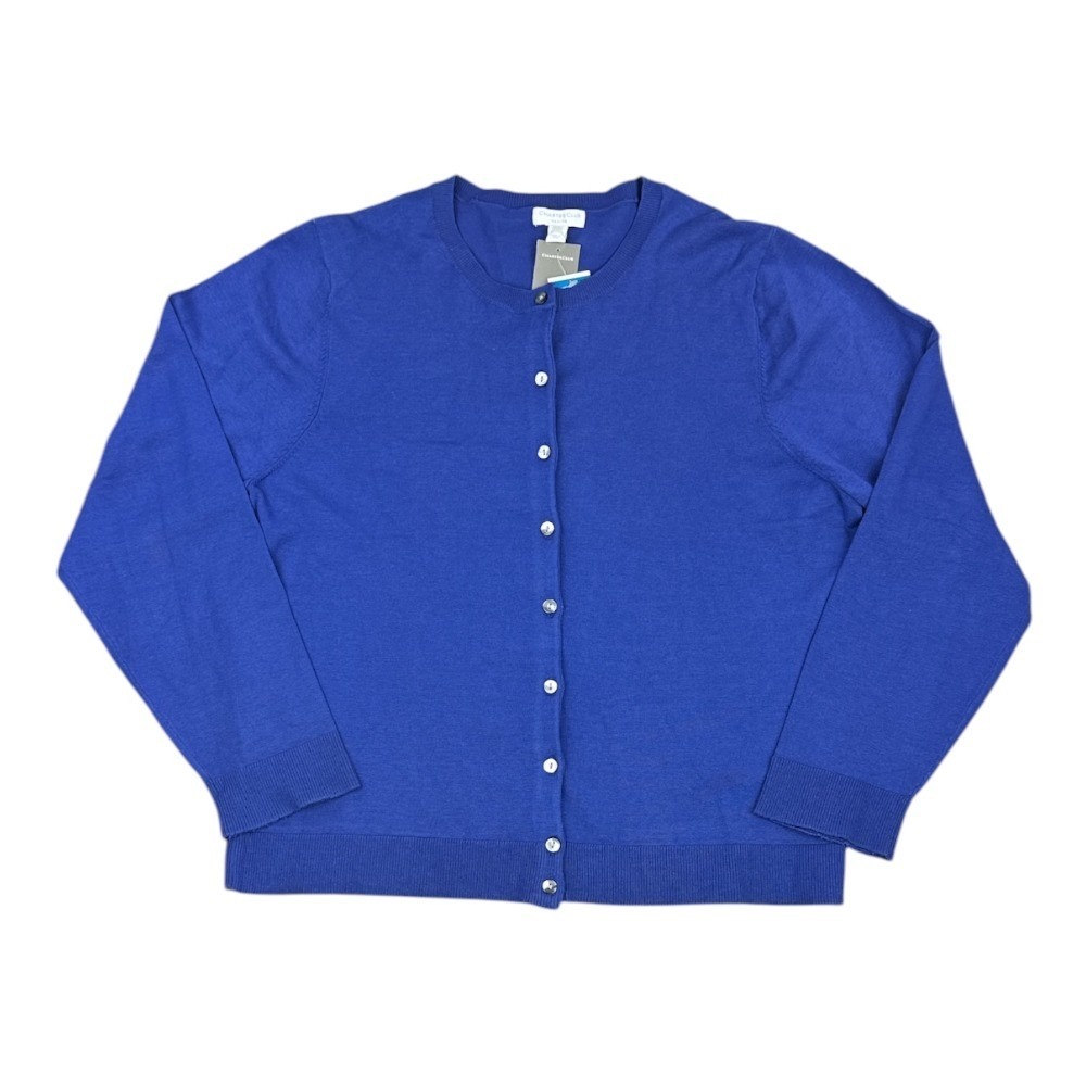 Charter Club Petite XL Cardigan Sweater New Cerulean Blue Silk Blend Timeless - Picture 1 of 6